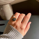 KOLO ring with Grey Moonstone and Angelite - Forgyldt