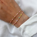 Armbånd rosa emalje sølv fg. 17+2 cm