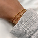 Armbånd db. række facet. kugler sølv fg. 17+2 cm