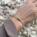 Green agate top til armring - Sølv