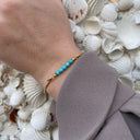 Turquoise top til armring - Sølv