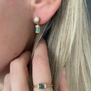 Ørering med perle og med peridot - Forgyldt