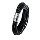 Stål armbånd snoet læder 18 rækker 19 cm.