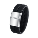 Stål armbånd læder med flad magnetlås.   Bredde 22 mm. Længde 20 cm.
