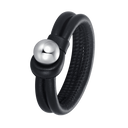 Stål armbånd 2 rk. læder med kugle som 19 cm.