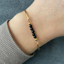 Black agate top til armring - Sølv
