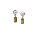 Ørering med perle og med røgkvarts - Sølv