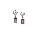 Ørering med perle og med blå topas - Sølv