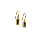 Square earhook Smokey quartz - Forgyldt