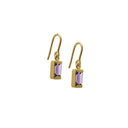Square earhook Amethyst - Forgyldt