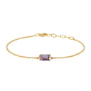 Square Armbånd with Amethyst - Forgyldt