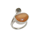 KOLO ring with Orange and Grey moonstone - Sølv