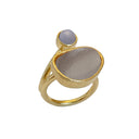 KOLO ring with Grey Moonstone and Angelite - Forgyldt