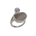 KOLO ring with Grey Moonstone and Angelite - Forgyldt