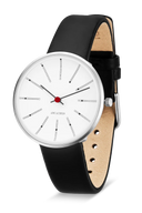 Bankers hvid 34 mm med læderrem - 53101-1601