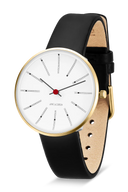Bankers hvid 34 mm med læderrem - 53107-1601G