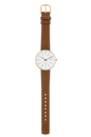 Bankers hvid 34 mm med læderrem - 53107-1617G