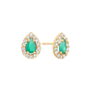 8 kt guld ørestikker oval smaragd med syntetiske cubic zirconia