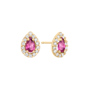 8 kt guld ørestikker oval ametyst med syntetiske cubic zirconia