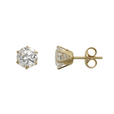 14 kt guld ørestikker 6 mm zirconia i 6 grabber