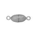 Rhod. Sølv magnet perlelås oval 6mm mat