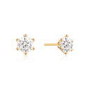 8 kt guld ørestikker 6 mm syntetisk cubic zirconia i 6 grabber