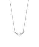 Collier med diamant 2x0,025ct W.SI og kulturperle 6,5-7mm 45cm hvidguld 585