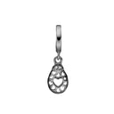 Secret Hearts - sort rhodineret sølv charm - 610-B58