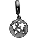 The World - sort rhodineret sølv charm - 610-B86