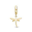 Dragonfly, forgyldt sølv charm til 6 mm læderarmbånd fra Christina Collect
