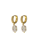 Crystal freshwater pearl Hoop earring