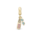 Surfboard Limited Edition - Charm 4 mm Til Armbånd - Blankpoleret Forgyldt Sterling Sølv m. 1 Cubic Zirkonia