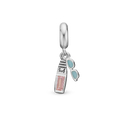 Surfboard Limited Edition - Charm 4 mm Til Armbånd - Blankpoleret Sterling Sølv m. 1 Cubic Zirkonia