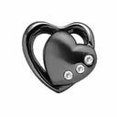 Topaz 2-Hearts - sort rhodineret sølv charm - 630-B60