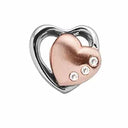 Topaz 2-Hearts- sølv/rose - forgyldt charm - 630-R60