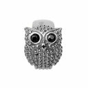 Owl - sølv 2 sort safir charm - 630-S11