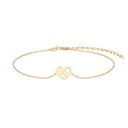 8 kt. guld armbånd med hjerte, hvor der er 4 åbne hjerte i og et lukket.  Længde 17 + 4 cm.