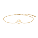 8 kt. guld armbånd firkløver af 3 åbne hjerter og et  lukket.   Længde 17 + 4 cm