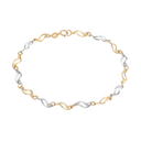 8 kt. guld armbånd skæv oval hvid og rød guld på skiftvis   Længde 19 cm.