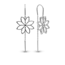 Simple Flower Hænge Øreringe - Blankpoleret Sterling Sølv