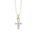 Pearl Cross Vedhæng - Blankpoleret Forgyldt Sterling Sølv m. 6 Ferskvandsperler
