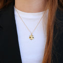 Flower Bouquette Vedhæng - Blankpoleret Forgyldt Sterling Sølv m. 1 Cubic Zirkonia