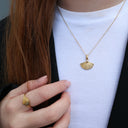 Fan Vedhæng - Blankpoleret Forgyldt Sterling Sølv