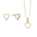 Shimmery Heart Smykkesæt - Forgyldt Sterling Sølv m. Cubic Zirkonia