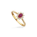 Diana ring roset 0,11 H-W/SI-rubin 14 karat.