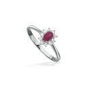 Diana ring roset 0,11 H-W/SI-rubin 14 kt.