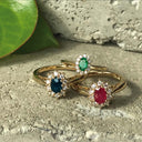 Diana ring roset 0,11 H-W/SI-smaragd 14 karat.
