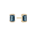 14 kt guld ørestikker aflang firkant med london blå topas