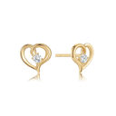 14 kt. guld ørestikker hjerte med syntetisk cubic zirconia.