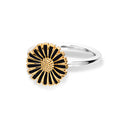 Ring marguerit mellem 12,5 mm. sølv-fg.-sort